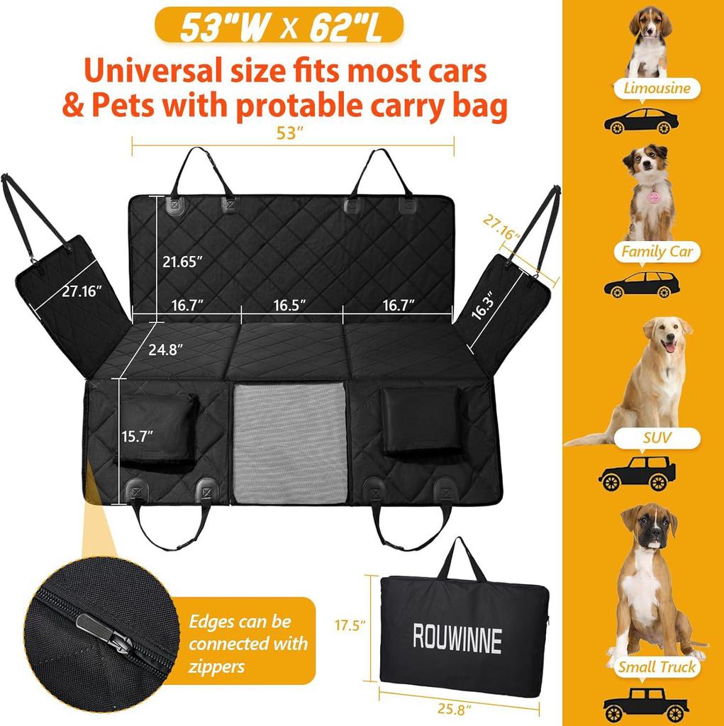 Waterproof Load-Bearing Dog Travel Hammock and Car Seat Cover