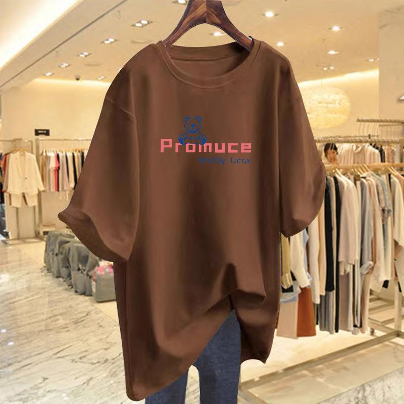 

New T-shirt loose and simple summer casual versatile letter printing pure cotton short-sleeved women s summer new XXXL