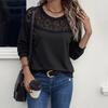 Autumn and Winter New Pullover Sweater Casual Daily Versatile Top European and American Lace Splicing Sweater Women