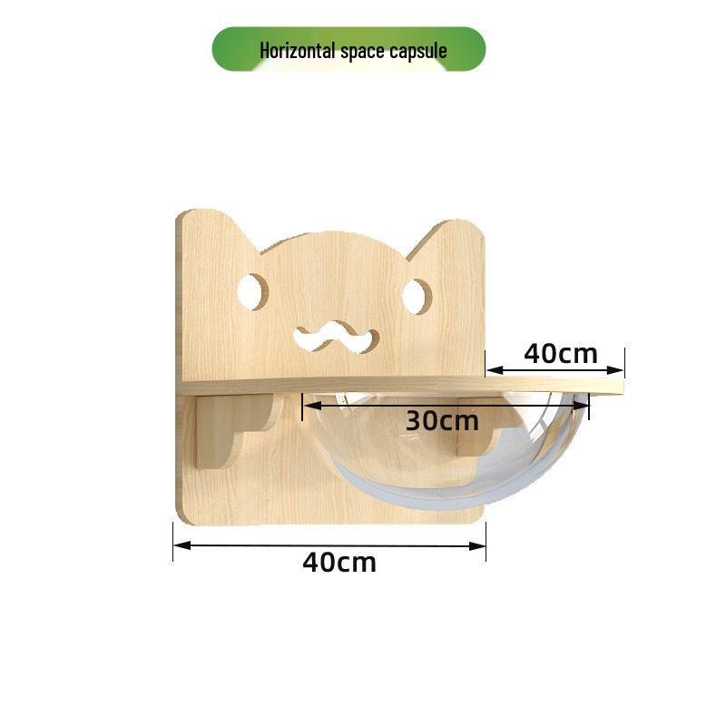 Wall-Mounted Solid Wood Cat Tree with Scratching Board and Jumping Platform