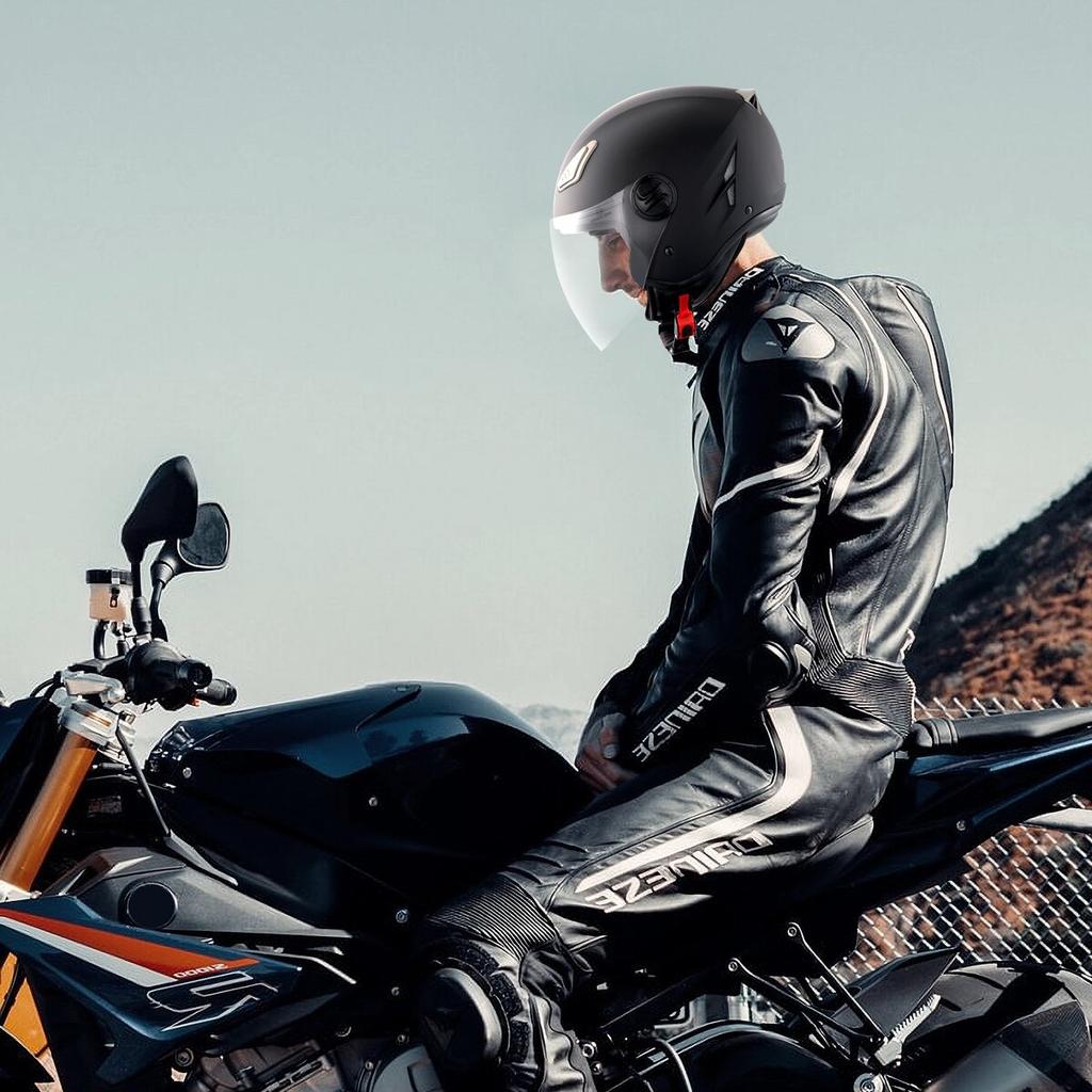 3/4-Face Motorcycle Helmet Motocross Helmet with Bluetooth Slot