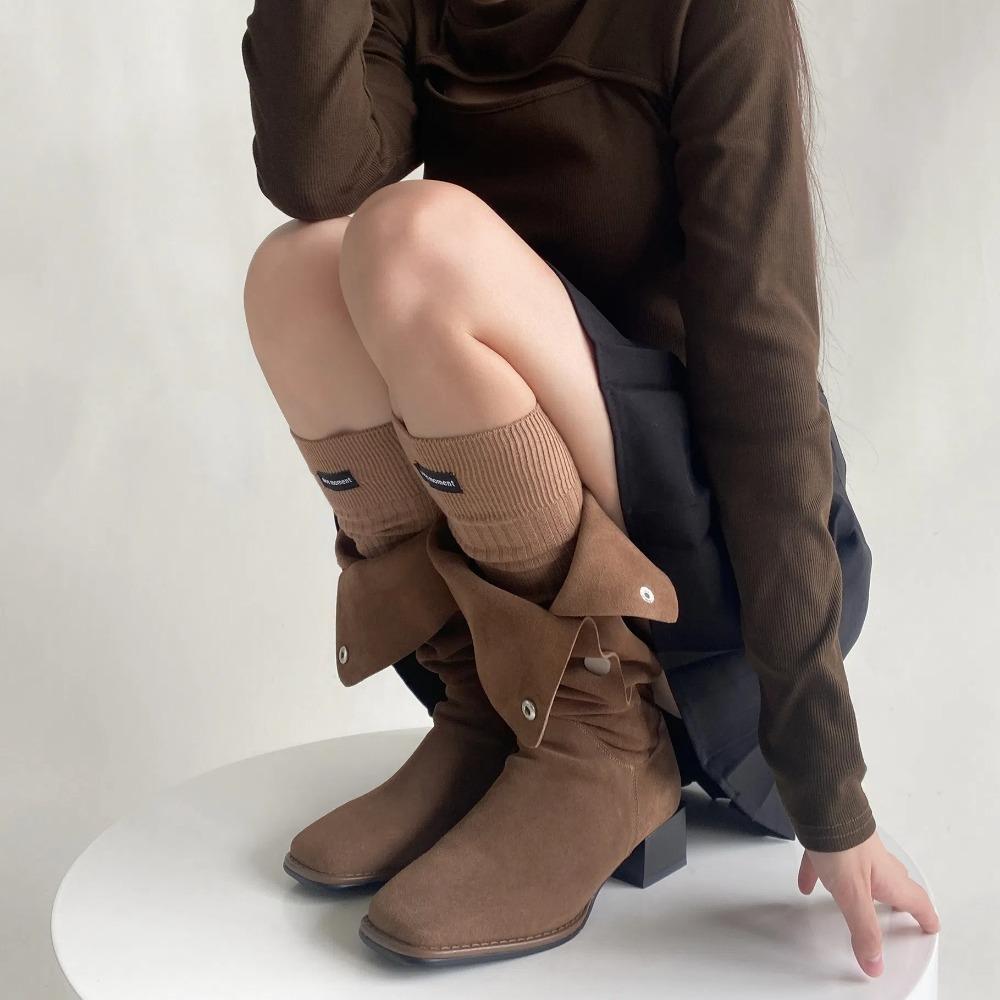 Black Lable Long Socks High Tube Knitted Stocking Fashion Knee-high Socks  Autumn