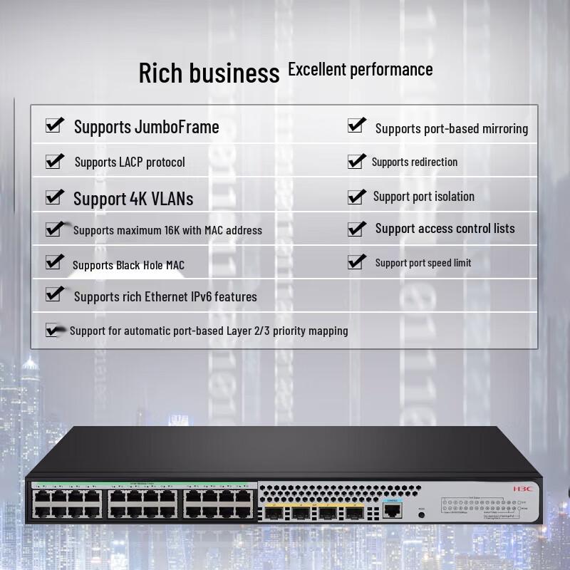 H3C S5024X-PWR-EI 24-Port Gigabit PoE+ Managed Switch