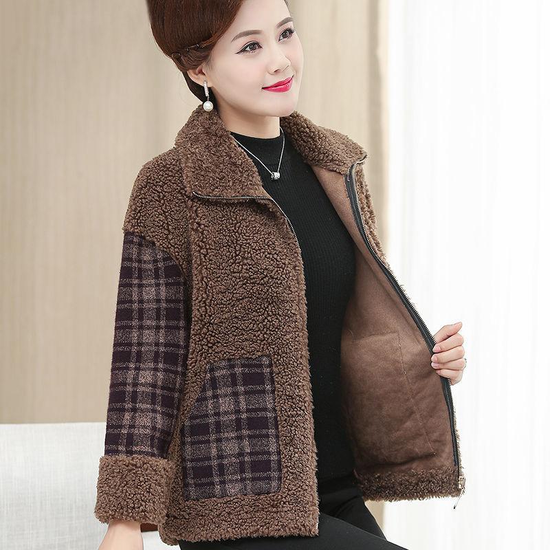 

Женская верхняя шерстяная одежда осень-зима свободная утепленная куртка с имитацией ягненка короткие пальто 3XL коричневый