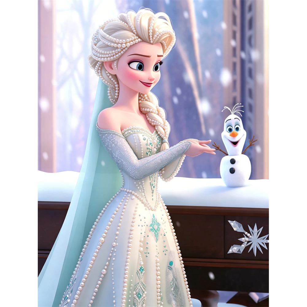 

Disney Pearl Painting Frozen Elsa and Olaf 5D DIY Pearl Picture Crafts for Adults/Beginners Gift Ideas Home Decor 30x40