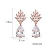ZAKOL New Leaf Water Drop Zircon Dangle Earrings for Women Luxury European and American Bridal Wedding Zircon