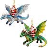 Exquisite Xmas Gift for Friends 2Pcs Santa Dragon Rider Christmas Ornament, 2D Acrylic Flying Artistic And Decor Claus Hanging Decor, Festive