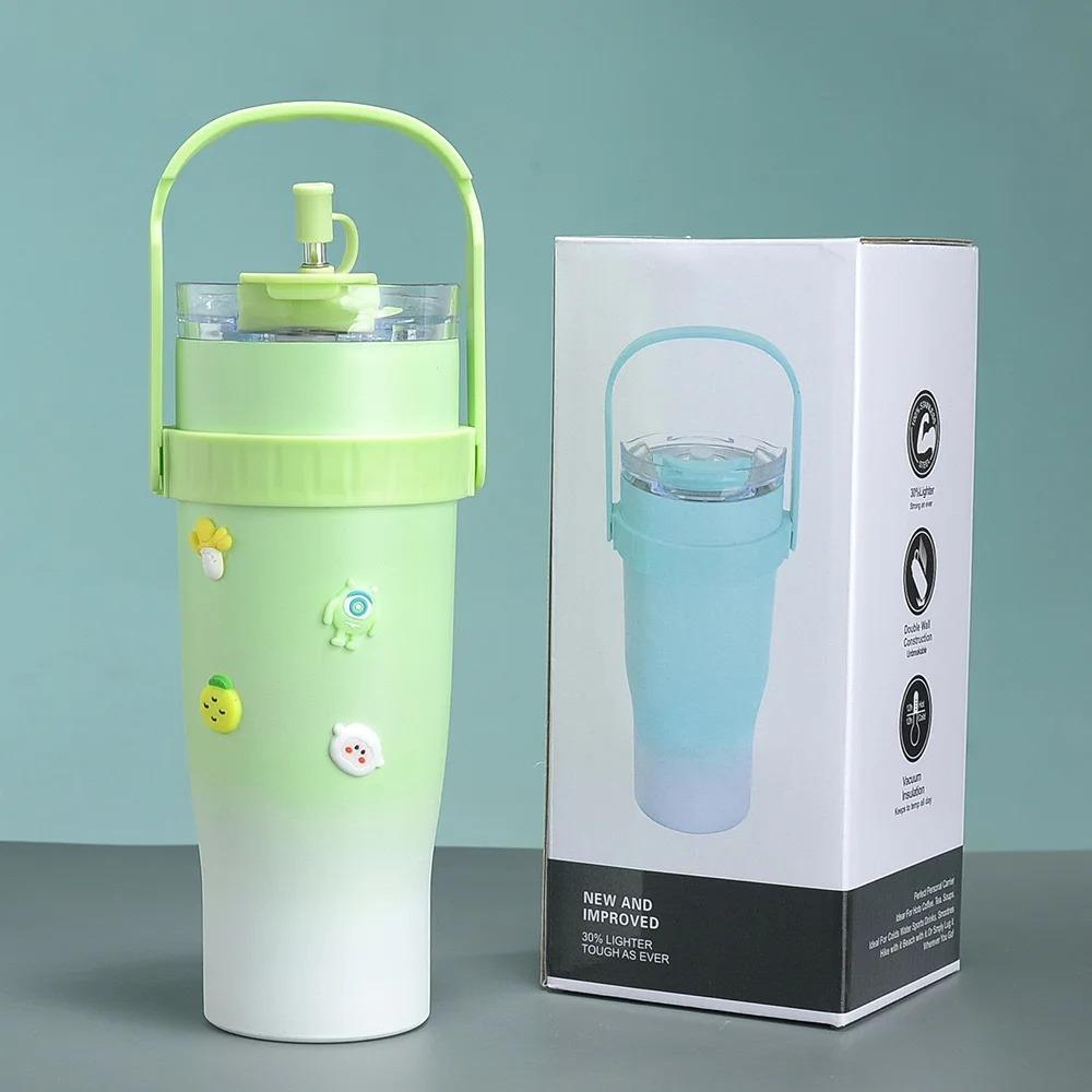 1200ML Vacuum Insulated Tumbler Large-capacity Insulated Straw Cup Gifts Water Bottle
