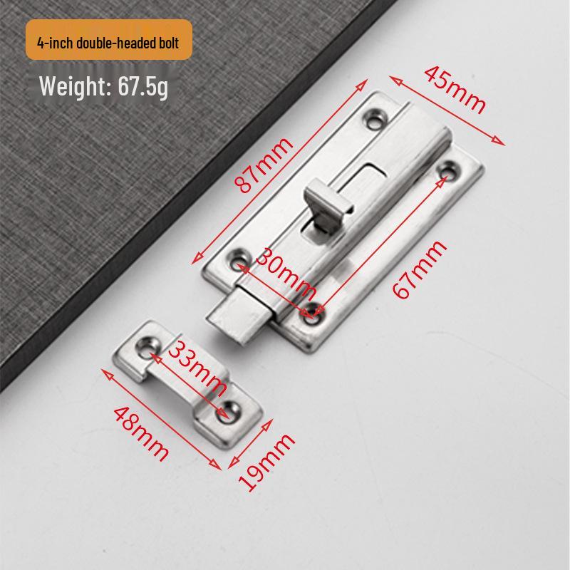 Stainless Steel Double-Ended Self-Rebounding Anti-Theft Door Lock for Bathroom and Windows