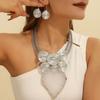 Collier Boucles d'oreilles Feuille Cristal Fait main Vintage Statement Collier Bib Bohème Bijoux Africains Cadeaux