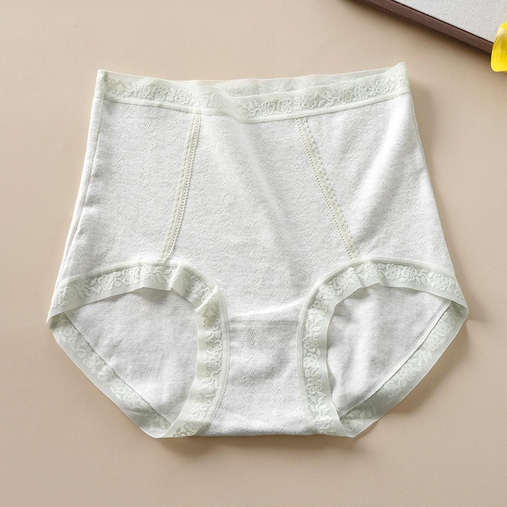 Pure Cotton Women s High-Waisted Seamless Jacquard Hip-Lifting Antibacterial Moisture-Wicking Breathable Briefs with Full Cotton Crotch XL (recommended 140-160 jin)