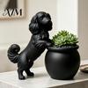 Small Herbaceous Flower Holder 3D Printed Long Haired Dachshund Planter, Cute Dog Flowerpot for Cactus Air Decorative Ceramic Look Pot Plants