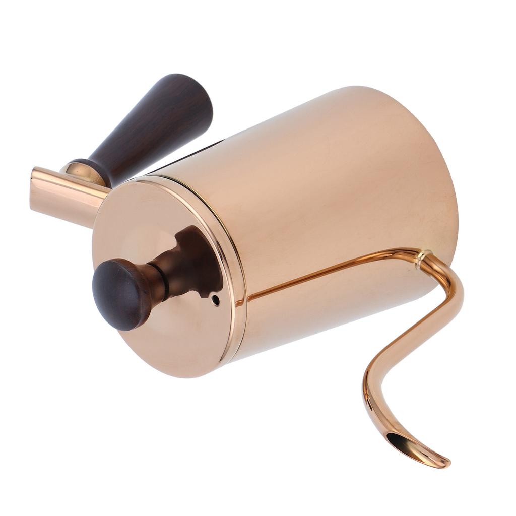 700ml Coffee Kettle 304 Stainless Steel Gooseneck Spout Coffee Drip Pot with Wooden Handle(  SpoutRose Gold )