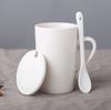 White Household Ceramic Cup Set 350ml Nordic Women New Simple Handle Couple Tea Mugs with Scoop and Lid Solid Office Coffee Cup