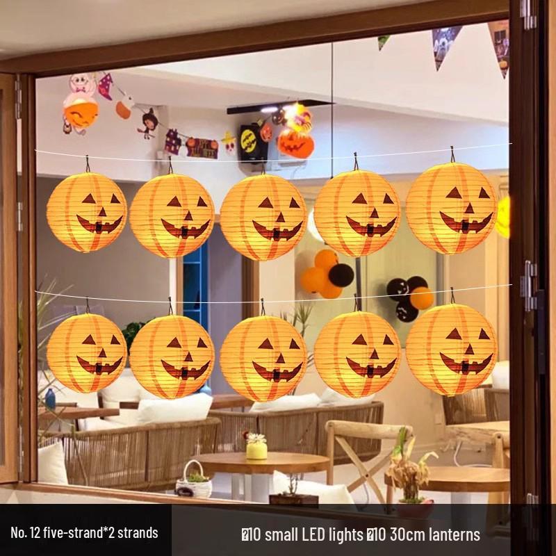 Outdoor Luminous Halloween Pumpkin Paper Lantern Decorations for Kindergartens and Hotels