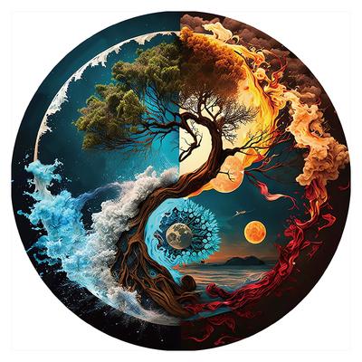 Wooden Puzzle for Adults, Tree of Life Wooden Jigsaw Puzzles, Unique Zen Shape Puzzles,Gifts for Family Friend