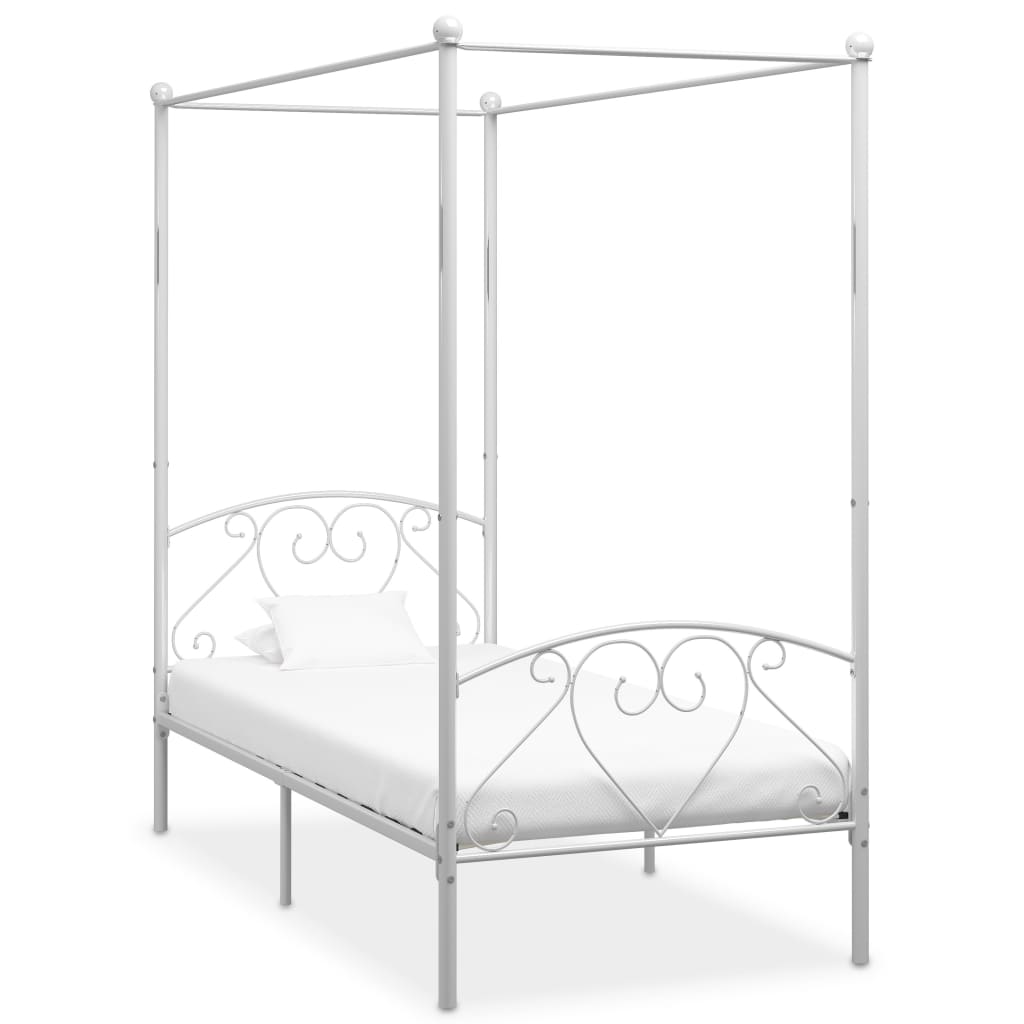 Himmelbettgestell Weiß Metall 90 x 200 cm