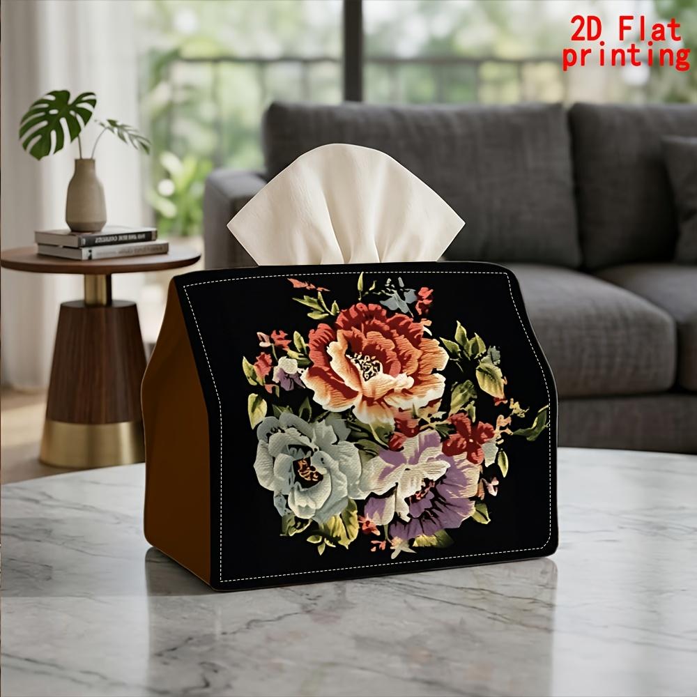 1pc Modern Floral Tissue Box Holder with Napkin Dispenser - Reusable Suitable for Kitchen, Living Room, Bedside Table Decor, Compact Tissue Storage Fo