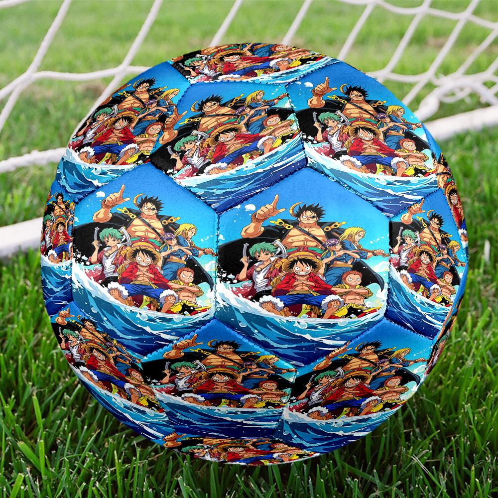One Piece Print Size 5 Soccer Ball, Standard Match Football for Sports Game and Team Practice, Ideal Gift for Soccer Fans