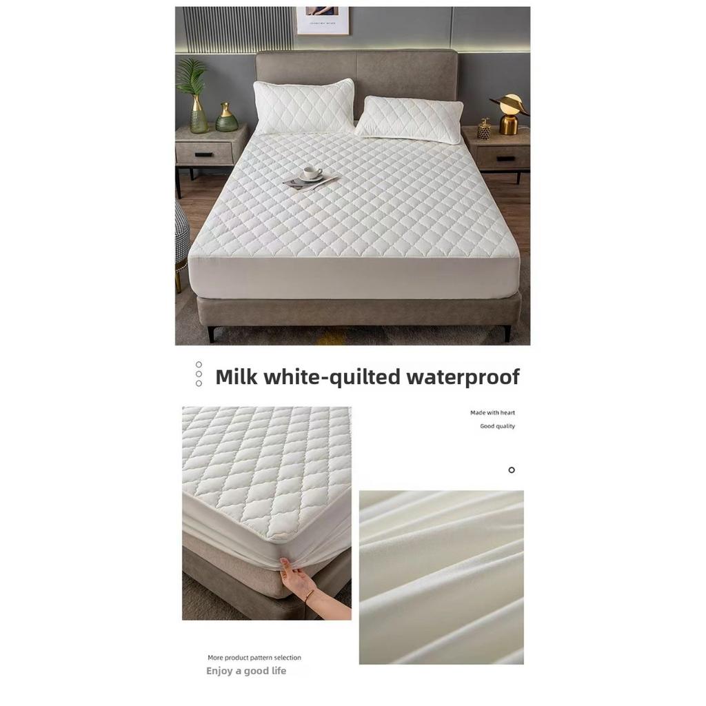 Wasserdichter Bettlaken-Schutzbezug – weich und komfortabel, dick und vollständig abdeckend, geprägtes, einfarbiges Bettlaken mit Ultraschalltechnologie