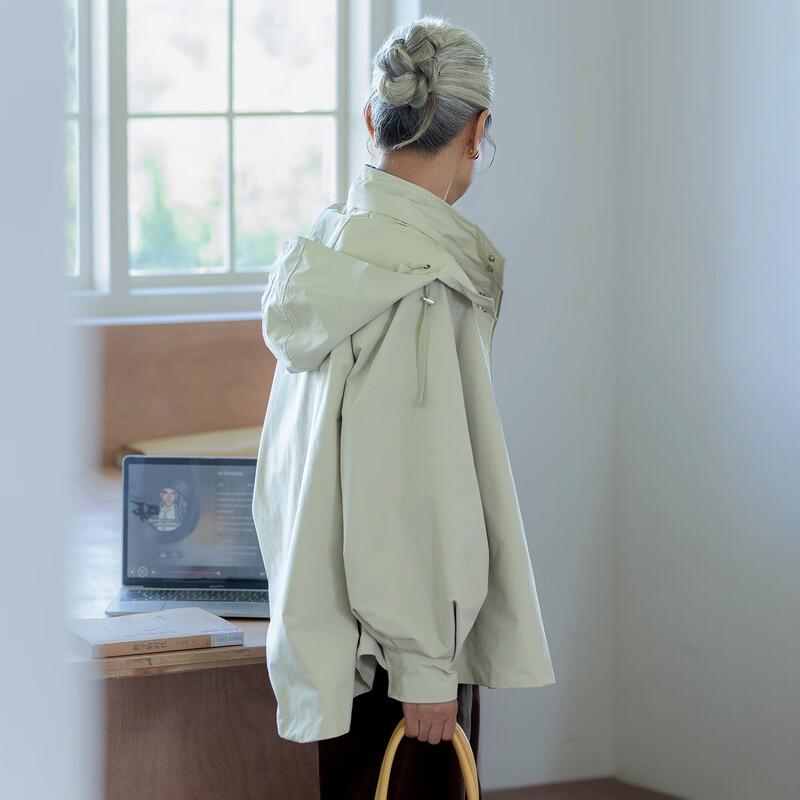 Women's Casual Hooded Cape Windbreaker Jacket