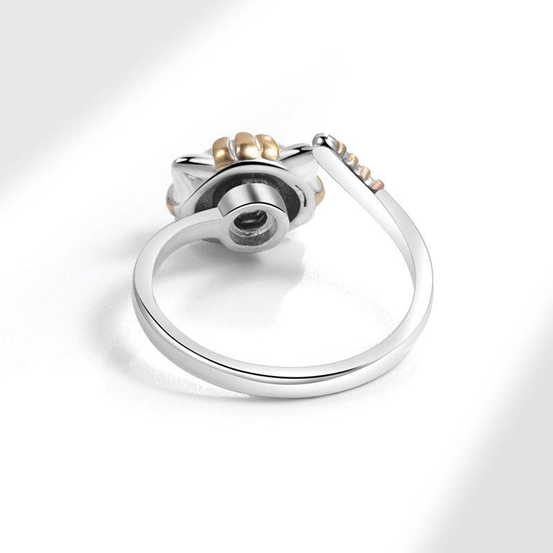 Geometric Cat Stress Relief Adjustable Ring Copper Jewelry For Women
