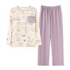 IDOHEMO Pyjama Oberteil und Hose Lang Bequem und Locker Größe XL Mädchen Set, Herbst/Winter Loungewear, Set, Ärmel, Passform, Lila,
