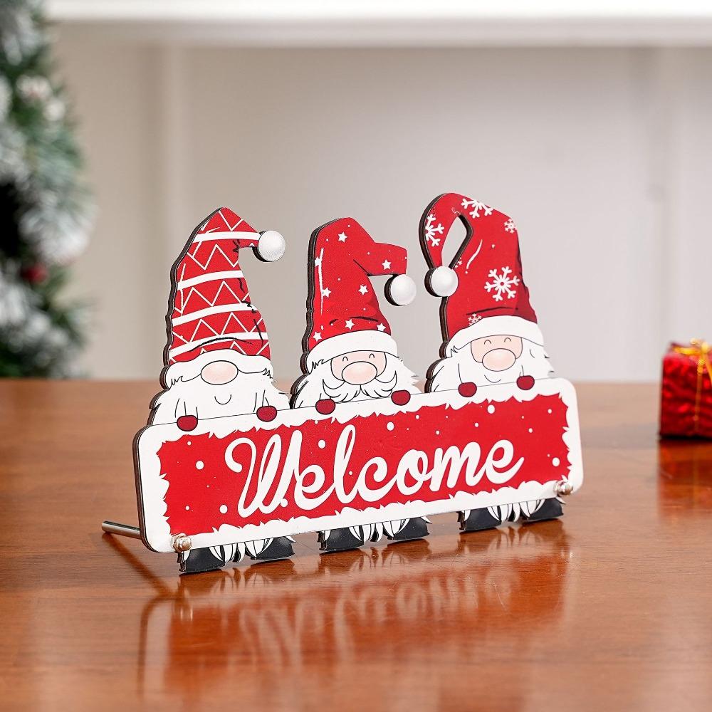 Creative Christmas Tree Desktop Decoration Wooden Letter Christmas Signs Plaque DIY Craft Santa Claus Tabletop Sign Home Decor