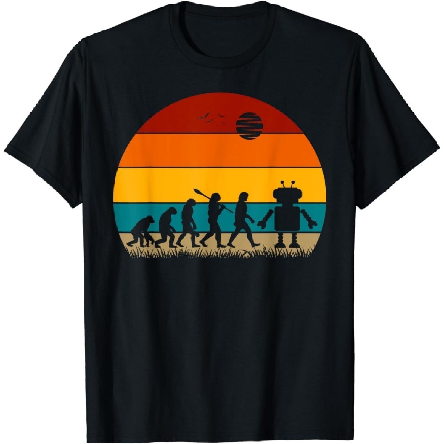 Retro Robot Evolution T-Shirt TRU Mens Womens Tank Top Sweatshirt Hoodie Longsleeve Black XXXXXL разноцветный