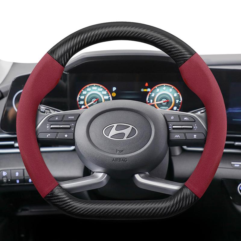 Suitable for Hyundai Suede Matte Carbon Fiber Texture Steering Wheel Cover I30 Tucson I20 Accent I10 I40 Kona Ix35 Grand Elantra Solaris Creta Getz