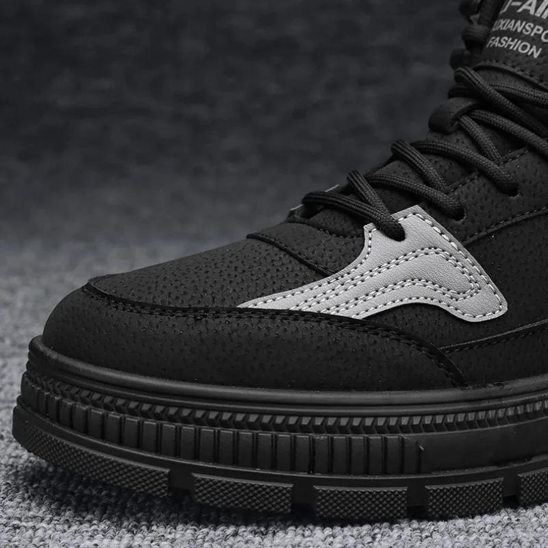 Fashion High Quality Chunky Men Casual Sneakers Spring Autumn Leather Platform Walking Shoes Chelsea Luxury Ankle Boots Work Safety Shoe