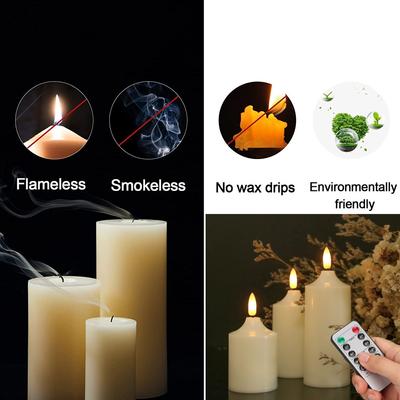 Flameless Candle Flickering with Remote Timer 3D Wick Battery Operated LED Candles for Wedding Halloween Christmas Party Decor