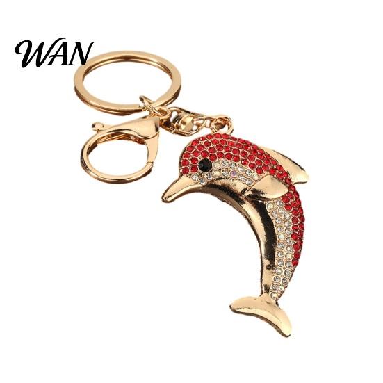 Rust-proof Keychain Pendant, Sparkling Rhinestones Dolphin Shape Keychain, Electroplated Surface Versatile Color Key Holder with Ring And Lobster