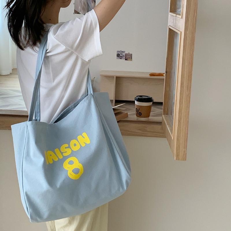 Thickened large capacity tote bag lazy wind shoulder canvas bag big red simple letter student canvas bag