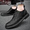 Classic Autumn Winter Casual Leather Men Boots Brogue Lace Up Anti Slip Soles Daily Outdoor Walking Shoes For Man
