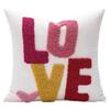Redness Heart Accent Pillowcase with Florals Embroidery, Soft Cotton Canvas Pillows Cushions for a Romantics Home