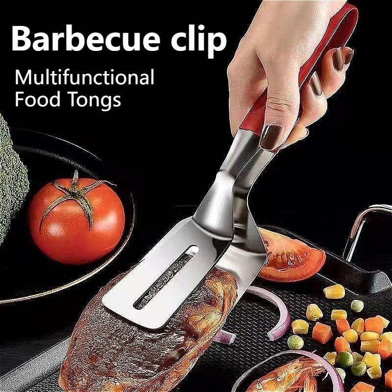 Frying Shovel Clip Stainless Steel Barbecue Clip Fish Frying Shovel Anti Scalding Handle Barbecue Pliers Food Clip Kitchen Tools
