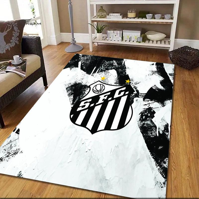 Santos FC2 Flannel Pattern Square Carpet,Area Rug,Carpet Rug for Living Room Bedroom Sofa Playroom Decor,Non-slip Floor Mat