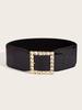 Winter Leather Wide Belt With Diamond Pattern Buckle For Women Dress And Belt Fashion