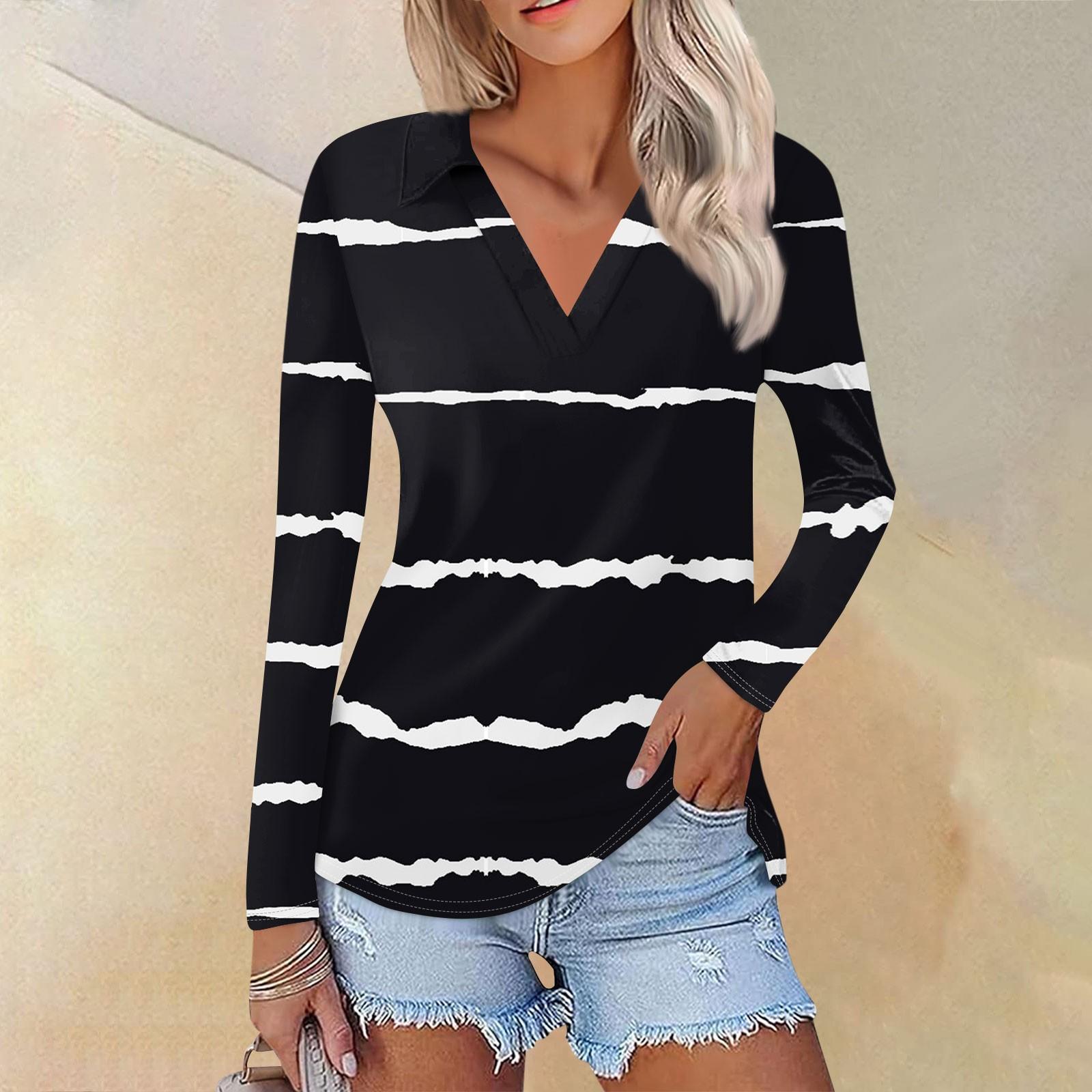 

Женская летняя модная повседневная рубашка с v-образным вырезом и длинным рукавом с принтом, топ XXXL чёрный
