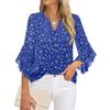 My Garderobe Authorization Damenblusen Chiffon Rüschen Kurzarm V-Ausschnitt Business Casual Tops Sommer süßes Hemd