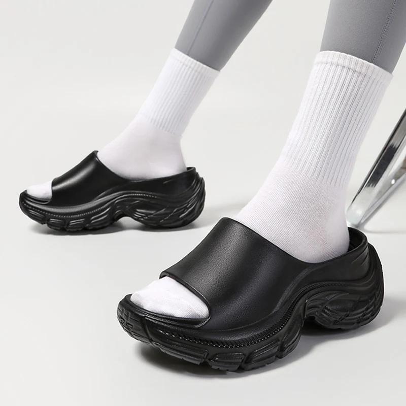 Fashion Chunky Platform Slippers for Women Solid Color EVA Wedge Sandals Woman Summer 2024 Thick Bottom Non Slip Beach Slippers