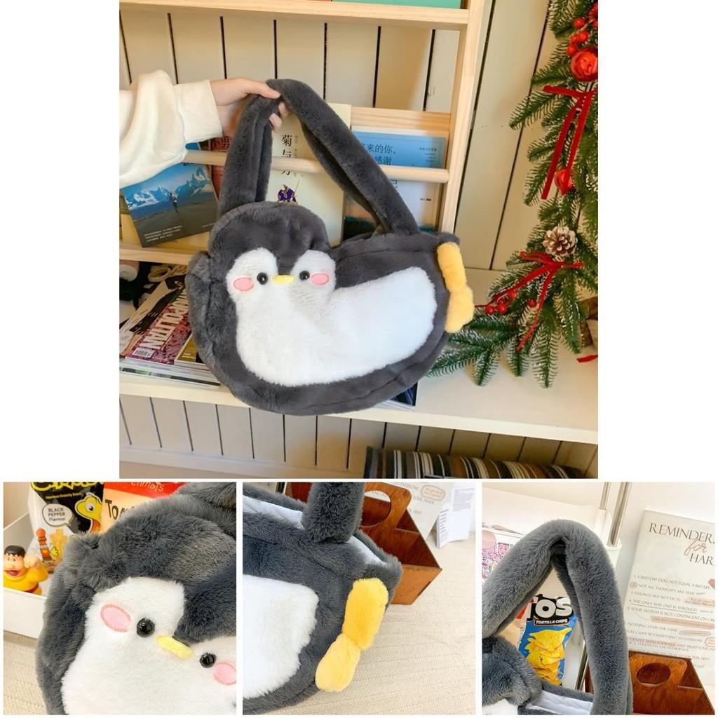 Plush Penguin Handbag With Inner Zipper Pocket For Women