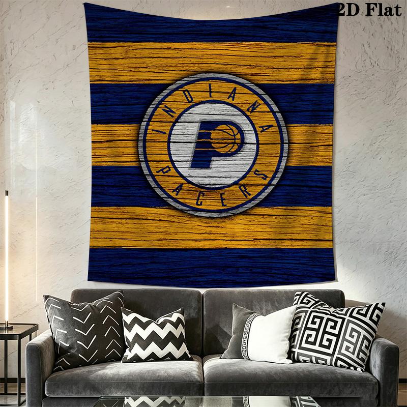 Indiana Pacers Wood Logo Tapestry Background Cloth Fashion Print Background Wall Hanging Cloth Wall Covering Decoration Work Of Art