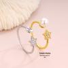 DIY Rhinestone Pentagram Adjustable Ring with Pearl Star Design