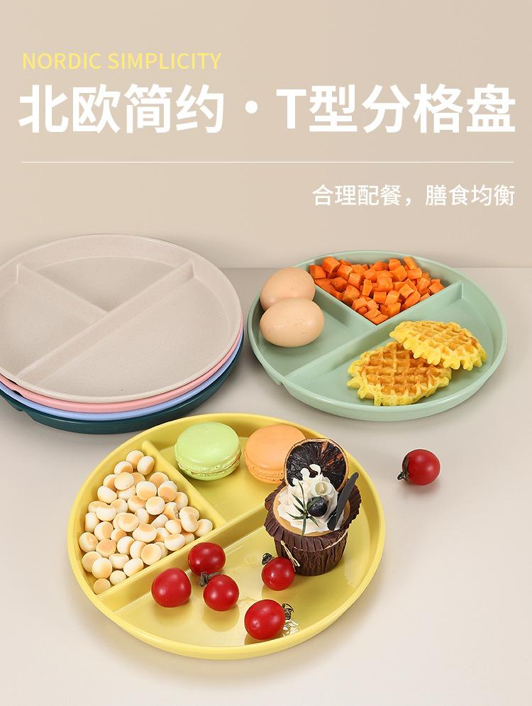 Breakfast Plate Dividing Plate Fat Loss Plate Separation Plastic Plate Slimming Meal Quantitative Plate Three Grids For Home