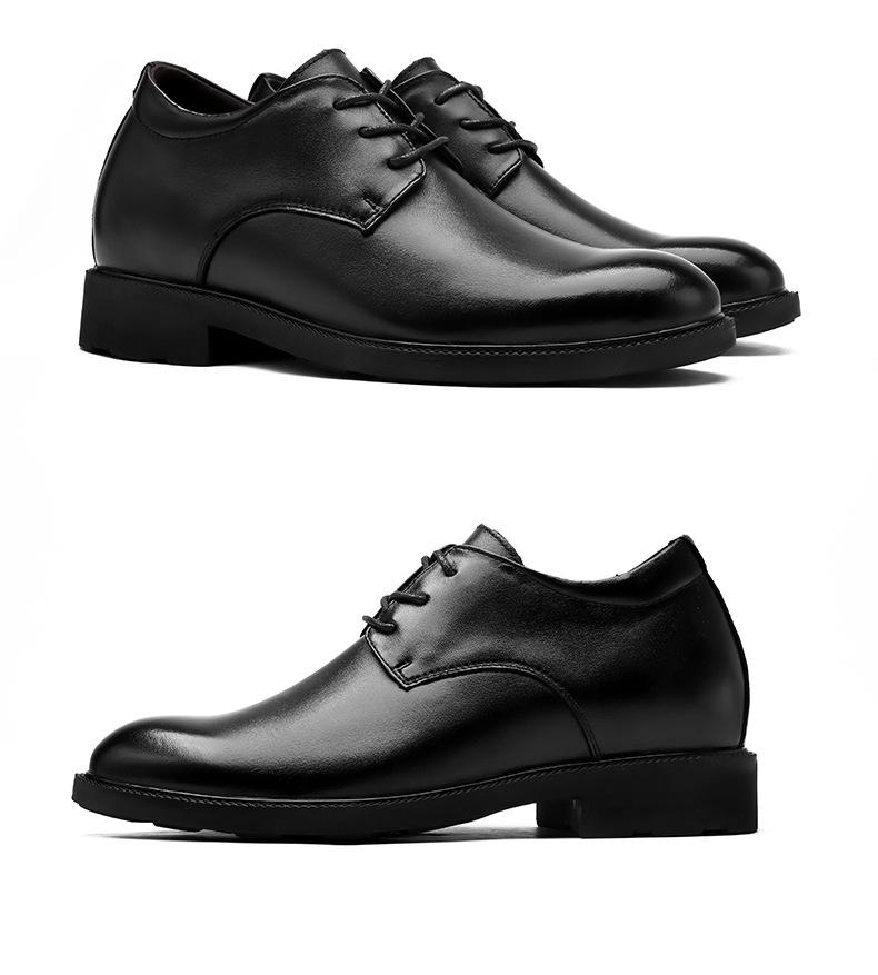 Men's Formal Leather Shoes: Invisible Height Boost, Large Size, Business/Workwear