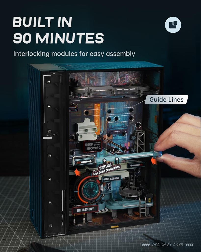 Modelo Elétrico 3D Móvel Paralelo ROKR com Quebra-Cabeça 3D para Artesanato Interior Tempo DIY Brinquedo Educacional para Estudantes do Ensino Fundamental e Presente Perfeito