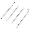 4PCS Dental Mirror Stainless Steel Dental Dentist Prepared Tool Set Probe Tooth Care Kit Instrument Tweezer Hoe Sickle Scaler