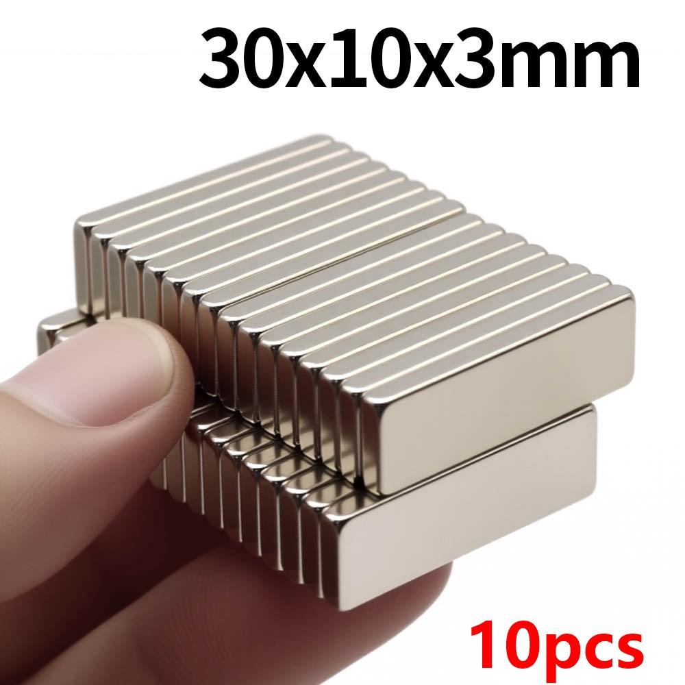 Superstarker Neodym-Magnet N35 NdfeB Permanentmagnetische Magnete Block Leistungsstarke Magnete Kühlschrankmagnet 30x10x2/3/4/5/10mm